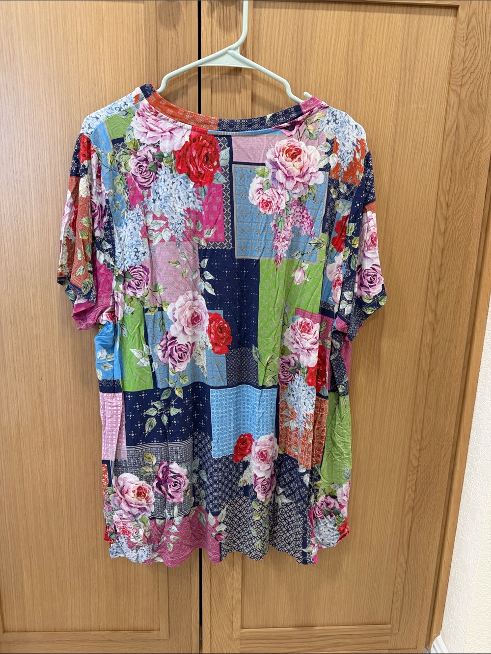 Johnny Was Multicolor Floral Patchwork Short Sleeve Tee - Picture 5 of 5